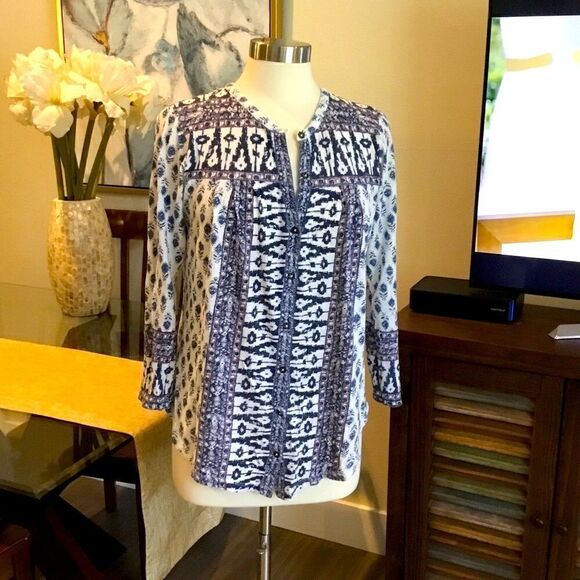 LUCKY BRAND BUTTON DOWN BLOUSE TOP M LONG SLEEVES - Picture 2 of 9